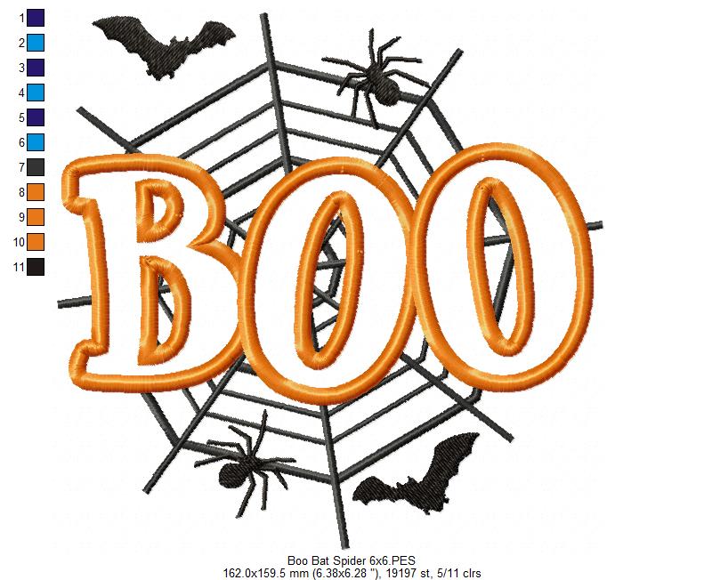 Halloween Boo - Applique - Machine Embroidery Design