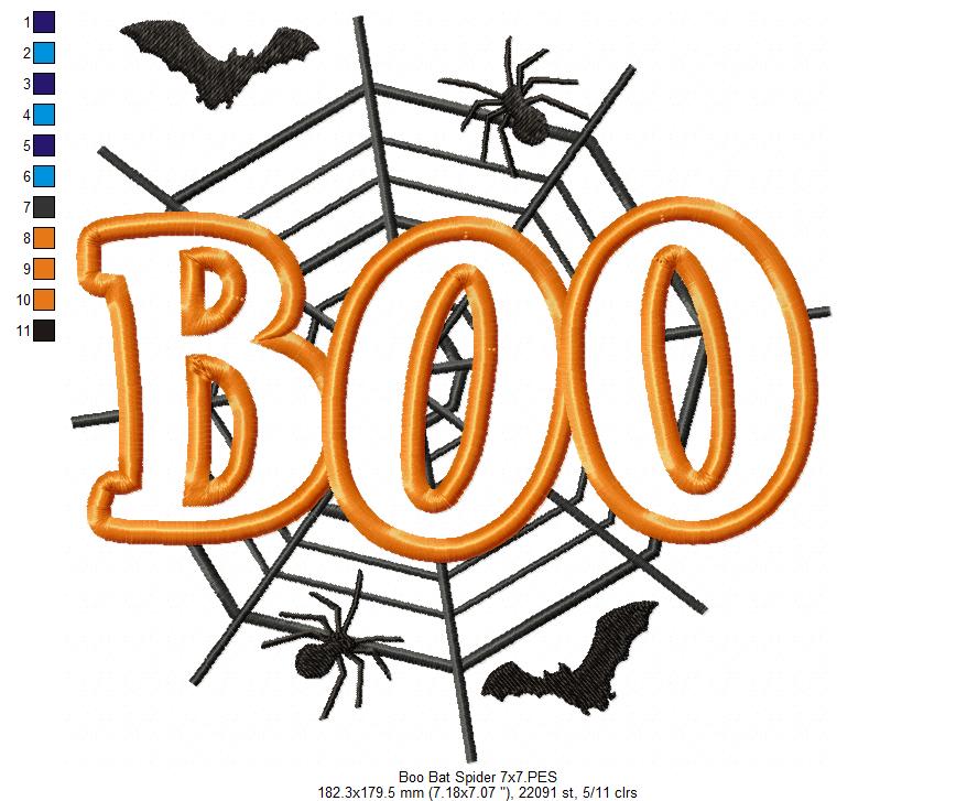 Halloween Boo - Applique - Machine Embroidery Design