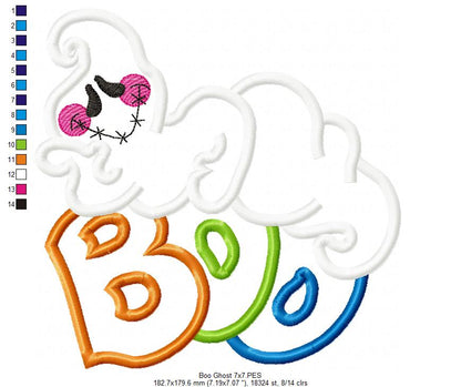 Boo Ghost - Applique Machine Embroidery Design