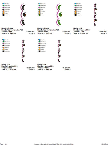Halloween Owl Dish Cloth Hanger - ITH Project - Machine Embroidery Design