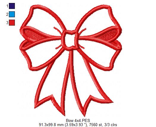 Coquette Bow - Applique - Machine Embroidery Design