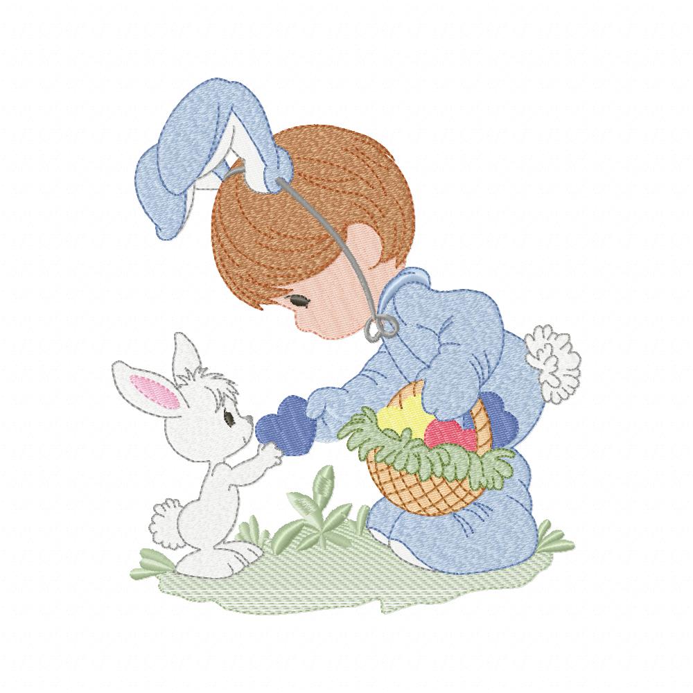 Little Boy as Easter Bunny - Fill Stitch - Machine Embroidery Design