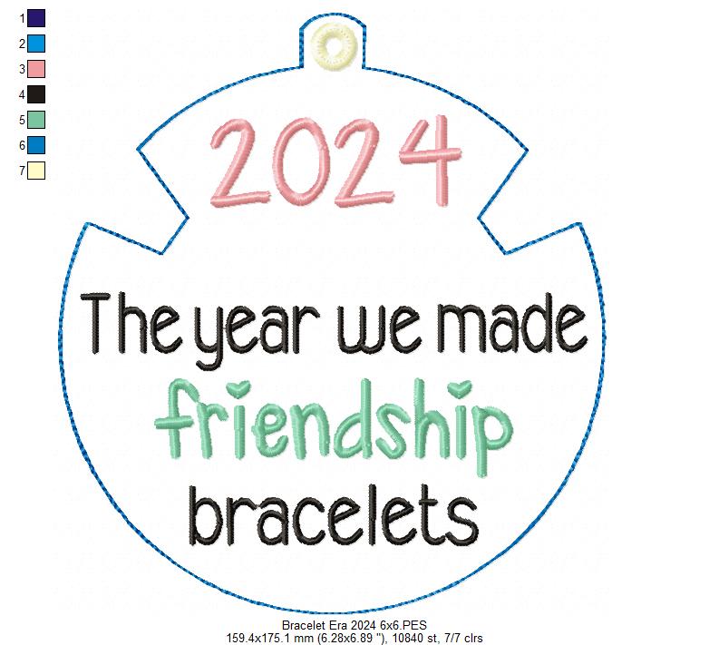 2024 The Year We Made Friendship Bracelets - ITH Project - Machine Embroidery Design