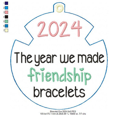 2024 The Year We Made Friendship Bracelets - ITH Project - Machine Embroidery Design