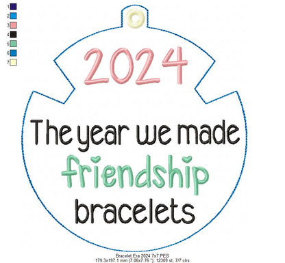 2024 The Year We Made Friendship Bracelets - ITH Project - Machine Embroidery Design