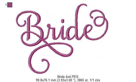 Lovely Bride Script 💕 – Fill Stitch – Machine Embroidery Design