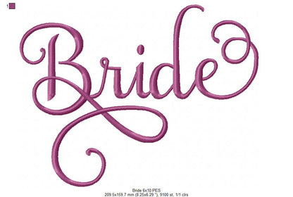 Lovely Bride Script 💕 – Fill Stitch – Machine Embroidery Design