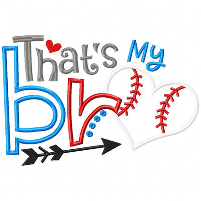 That's My Bro Baseball - Applique - Machine Embroidery Design