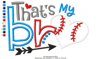 That's My Bro Baseball - Applique - Machine Embroidery Design