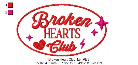 Broken Heart Club - Fill Stitch - Machine Embroidery Design