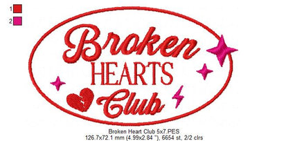 Broken Heart Club - Fill Stitch - Machine Embroidery Design