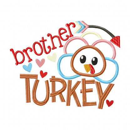 Thanksgiving Brother Turkey - Applique Embroidery