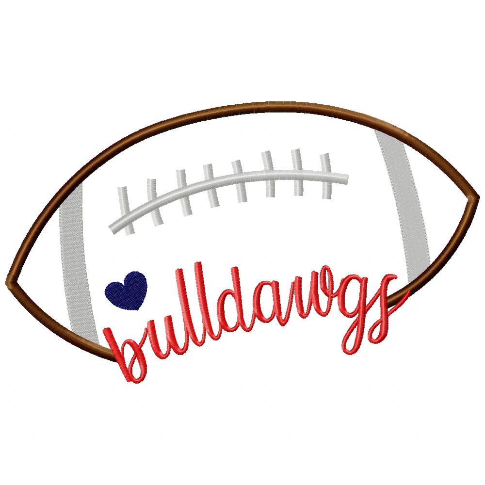 Football Bulldawgs Ball - Fill Stitch Embroidery