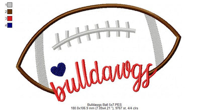 Football Bulldawgs Ball - Fill Stitch Embroidery