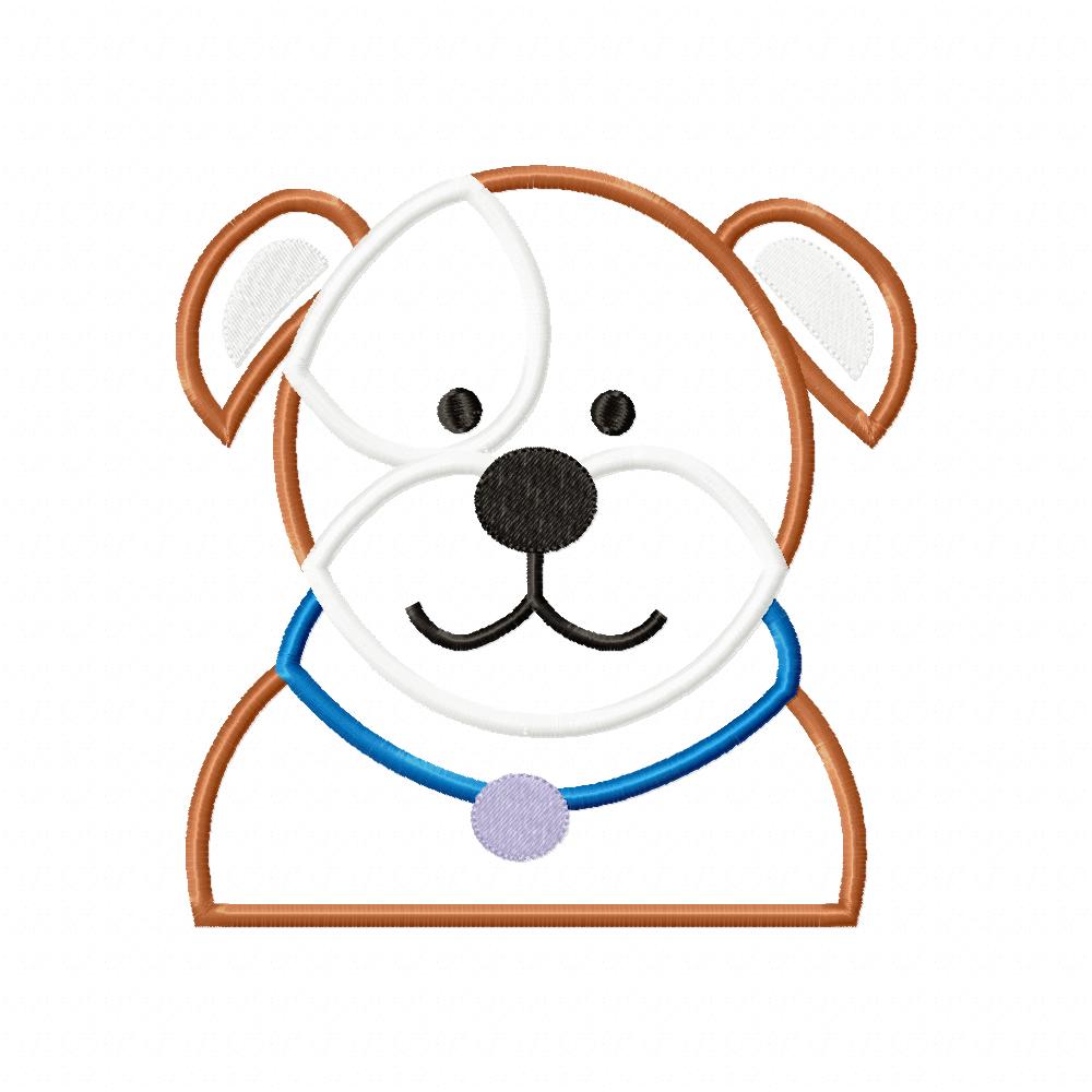 Bulldog Dog Boy - Applique - Machine Embroidery Design