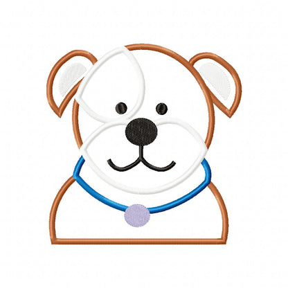 Bulldog Dog Boy - Applique - Machine Embroidery Design