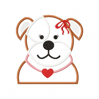 Bulldog Girl Boy - Applique - Machine Embroidery Design