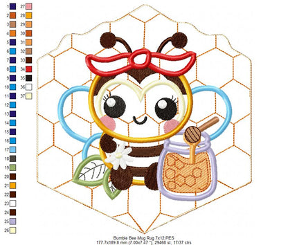 Bumble Bee Mug Rug - ITH Project - Machine Embroidery Design