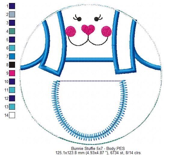 Cute Bunny with Pocket - ITH Project - Machine Embroidery Design