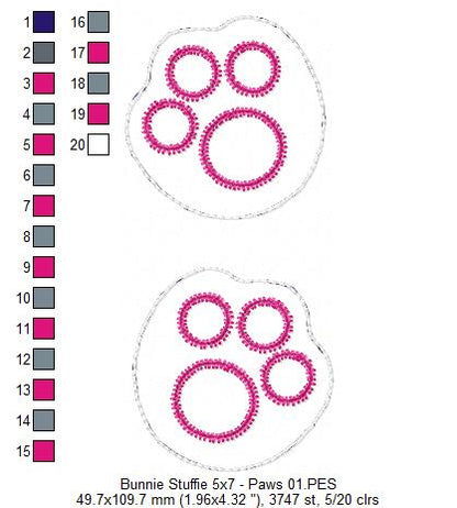 Cute Bunny with Pocket - ITH Project - Machine Embroidery Design