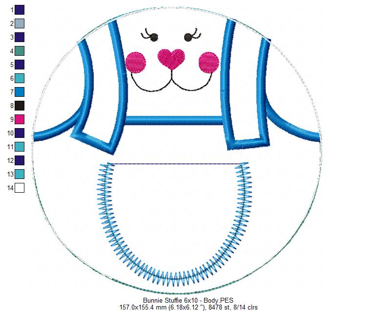 Cute Bunny with Pocket - ITH Project - Machine Embroidery Design