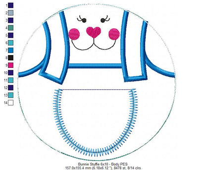 Cute Bunny with Pocket - ITH Project - Machine Embroidery Design