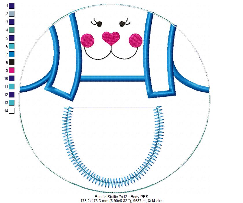 Cute Bunny with Pocket - ITH Project - Machine Embroidery Design