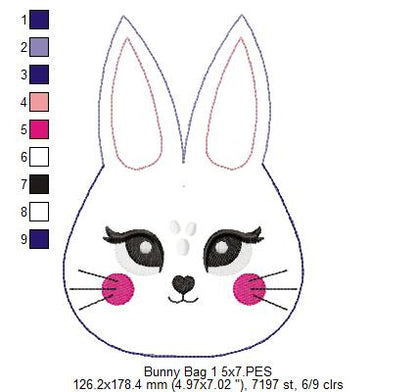 Cute Lilac Bunny Candy Bag   - ITH Project - Machine Embroidery Design