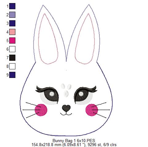 Cute Lilac Bunny Candy Bag   - ITH Project - Machine Embroidery Design