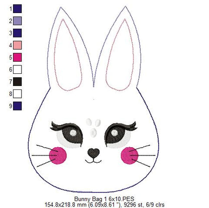Cute Lilac Bunny Candy Bag   - ITH Project - Machine Embroidery Design