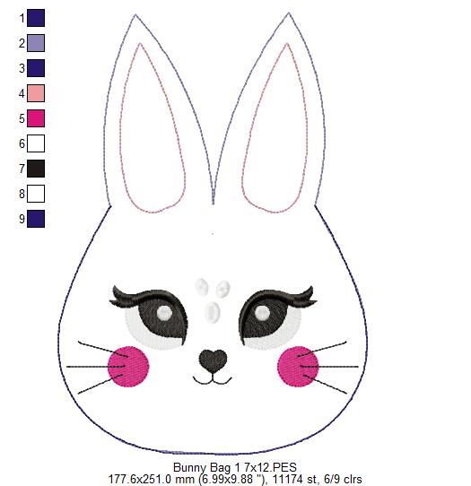 Cute Lilac Bunny Candy Bag   - ITH Project - Machine Embroidery Design