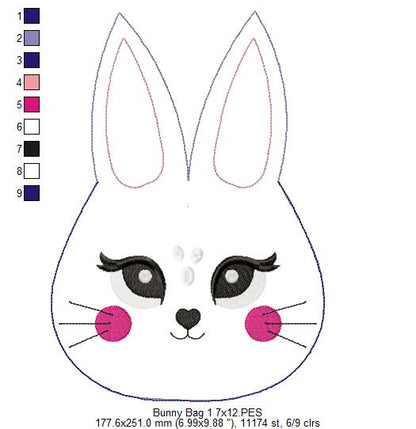 Cute Lilac Bunny Candy Bag   - ITH Project - Machine Embroidery Design
