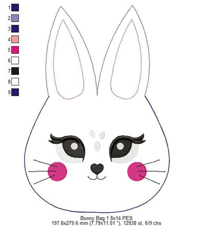Cute Lilac Bunny Candy Bag   - ITH Project - Machine Embroidery Design