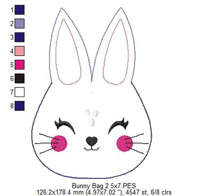 Cute Pink Bunny Candy Bag   - ITH Project - Machine Embroidery Design