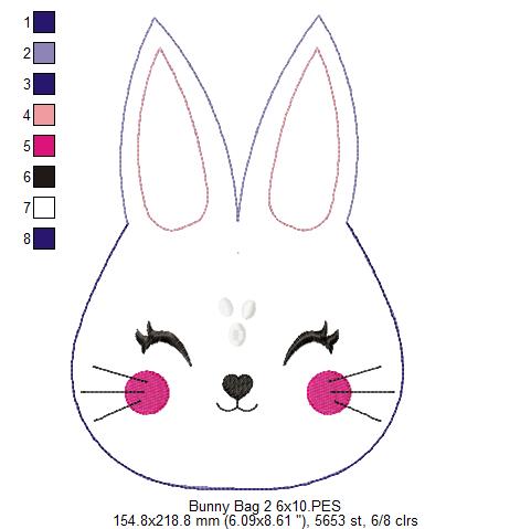 Cute Pink Bunny Candy Bag   - ITH Project - Machine Embroidery Design