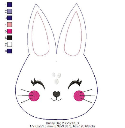 Cute Pink Bunny Candy Bag   - ITH Project - Machine Embroidery Design