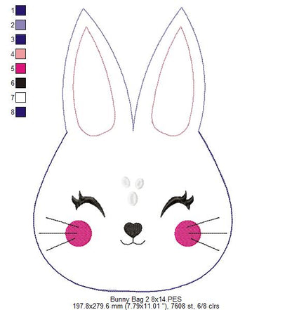 Cute Pink Bunny Candy Bag   - ITH Project - Machine Embroidery Design