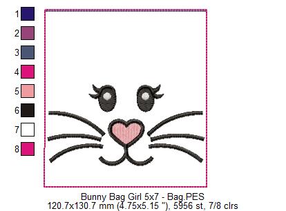 Cute Girl Bunny Candy Bag   - ITH Project - Machine Embroidery Design