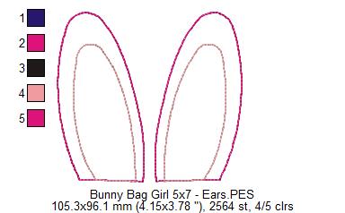 Cute Girl Bunny Candy Bag   - ITH Project - Machine Embroidery Design