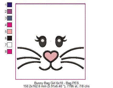 Cute Girl Bunny Candy Bag   - ITH Project - Machine Embroidery Design