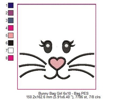 Cute Girl Bunny Candy Bag   - ITH Project - Machine Embroidery Design