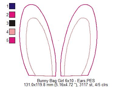 Cute Girl Bunny Candy Bag   - ITH Project - Machine Embroidery Design