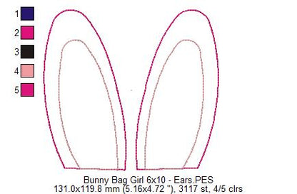 Cute Girl Bunny Candy Bag   - ITH Project - Machine Embroidery Design