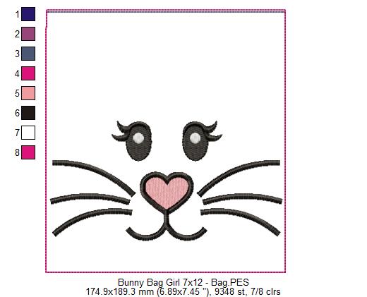 Cute Girl Bunny Candy Bag   - ITH Project - Machine Embroidery Design