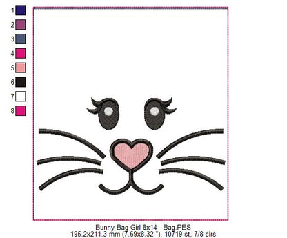Cute Girl Bunny Candy Bag   - ITH Project - Machine Embroidery Design