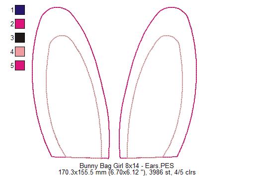 Cute Girl Bunny Candy Bag   - ITH Project - Machine Embroidery Design