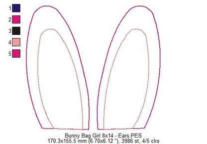 Cute Girl Bunny Candy Bag   - ITH Project - Machine Embroidery Design