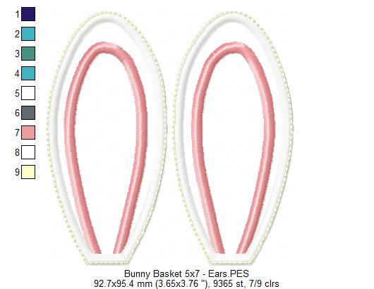 Cute Bunny Basket - ITH Project - Machine Embroidery Design