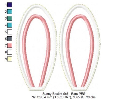 Cute Bunny Basket - ITH Project - Machine Embroidery Design