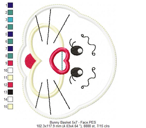 Cute Bunny Basket - ITH Project - Machine Embroidery Design